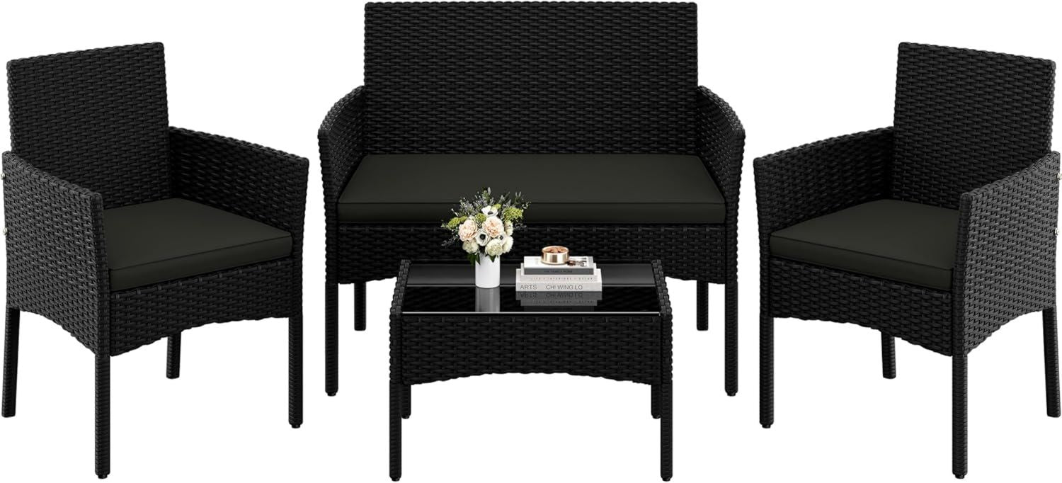 Hochwertige 4 er Gartenmoebel Set Balkonmoebel Set aus Polyrattan Terassenmoebel Variante 383