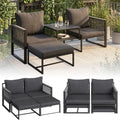 Hochwertige Tyranis Gartenmoebel Set 4 TLG inkl ausgestattet mit Ablage Zusatzzusatzhocker multifunktionales Balkonmoebel Set mit 6 Kissen Sitzgarnitur Ruheruhesessel geeignet fuer 4 Personen dick gepolstert Metall schwarz Variante 416