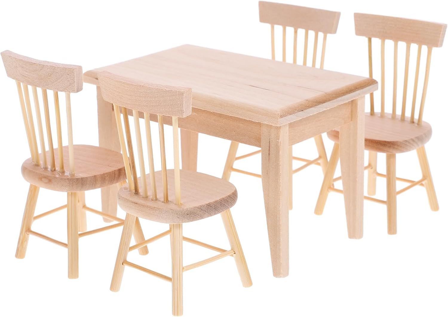 Hochwertige Puppenhaus Moebel Holzstuhl 1 Satz Kleine Holzmoebel Puppenhaus Stuehle Esszimmer Dekoratives Accessoire geeignet fuer DIY Micro World 4 13X3 35X2 36In Variante 893