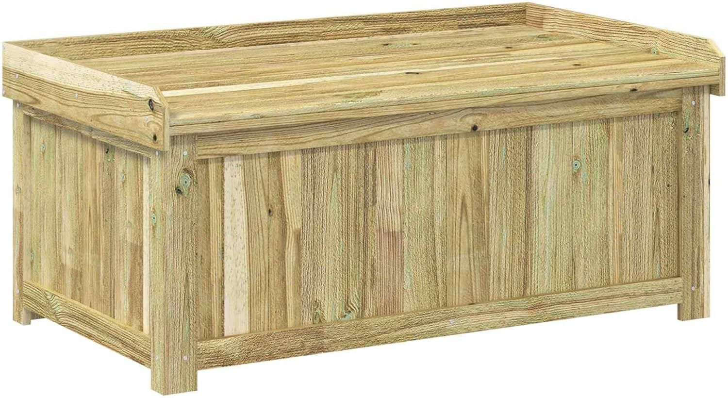 Hochwertige Kissenbox Impraegniertes Kiefernholz 104 x 60 x 47 cm und Terrasse rustikaler Aufbewahrungskasten rechteckiger Organizer geeignet fuer die Terrasse pflegeleicht viel Platz Variante 573