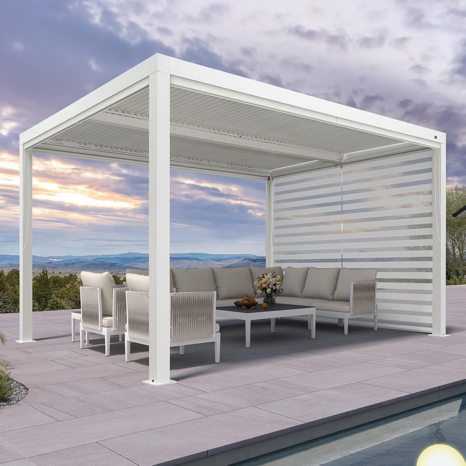 Hochwertige PURPLE LEAF Pergola Zubehoer 2er Set Sichtschutz geeignet fuer 3 m Lamellenwand Weiss Variante 151
