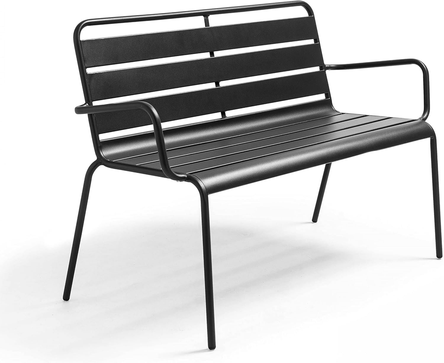 Hochwertige Oviala Gartenbank aus Metall anthrazit Palavas Variante 508