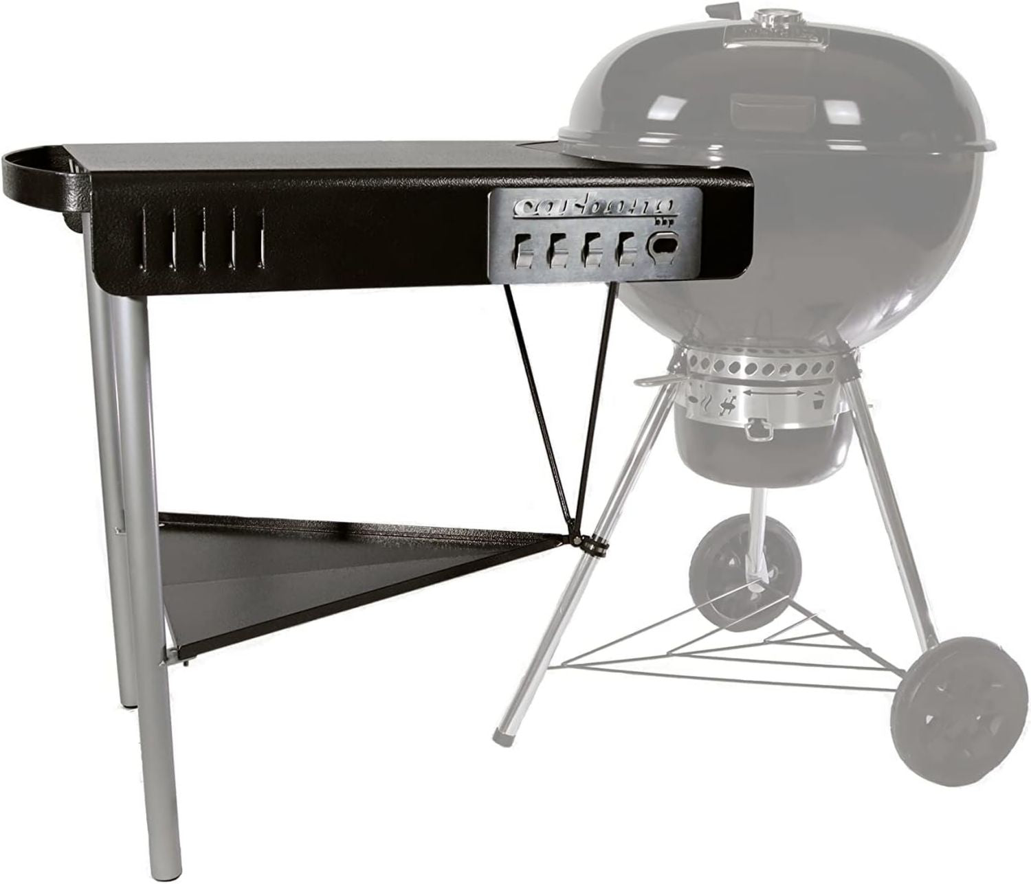 Hochwertige BBP Carbono geeignet fuer Holzkohlegrills ausgestattet mit Zusaetzlichem Tablett Zubehoer Gueltig fuer Master Touch BBQ und Kettle Gartenmoebel 80 x 80 x 60 cm Passend fuer Grill 57 und 47 cm Variante 524